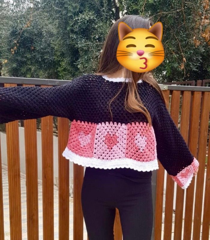 Heart Granny Square Crop-Top
